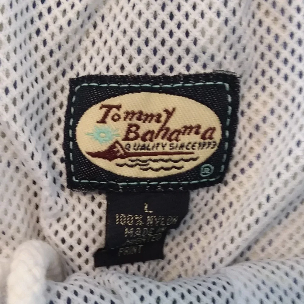Tommy Bahama Paradise Nation Blue Leaf Print Swim Shorts Sz‎ L Tropical Lined